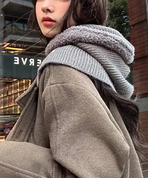LUMIRA ネックウォーマー スヌード 2WAYもこもこリブニットバラクラバ
