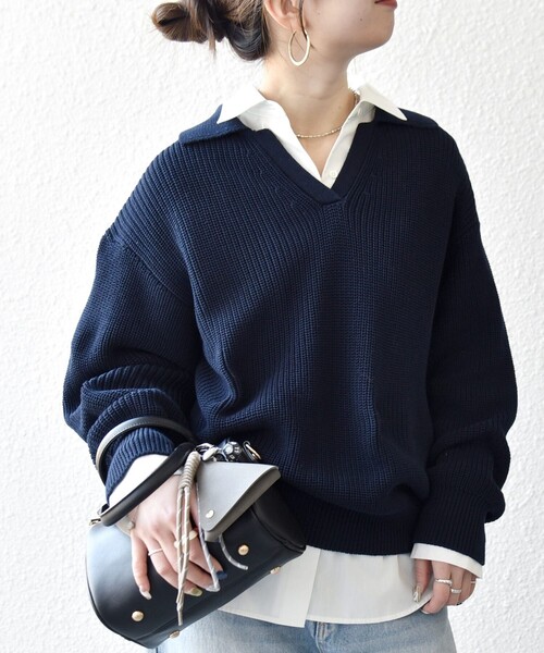 SHIPS any ニット セーター any:「手洗い可能」コットン ミックス