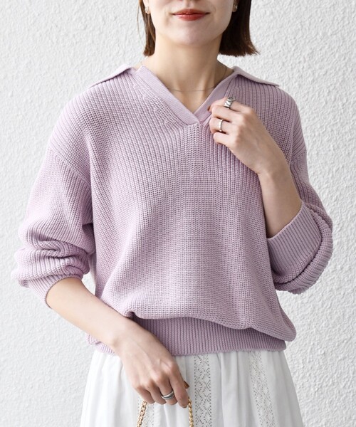 SHIPS any ニット セーター any:「手洗い可能」コットン ミックス