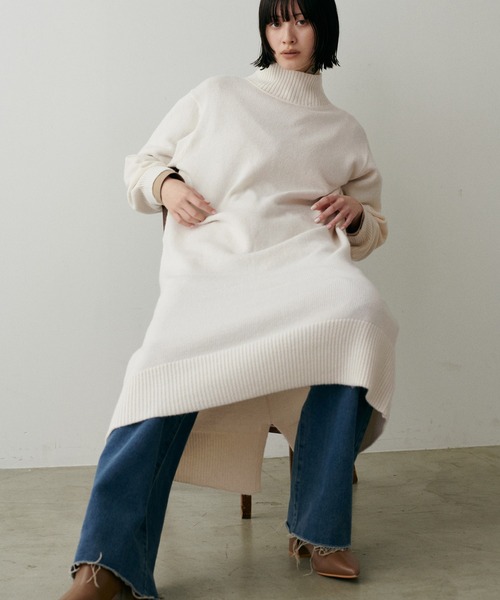 「LARUTA」 ニットワンピース FREE モカ レディース_画像2