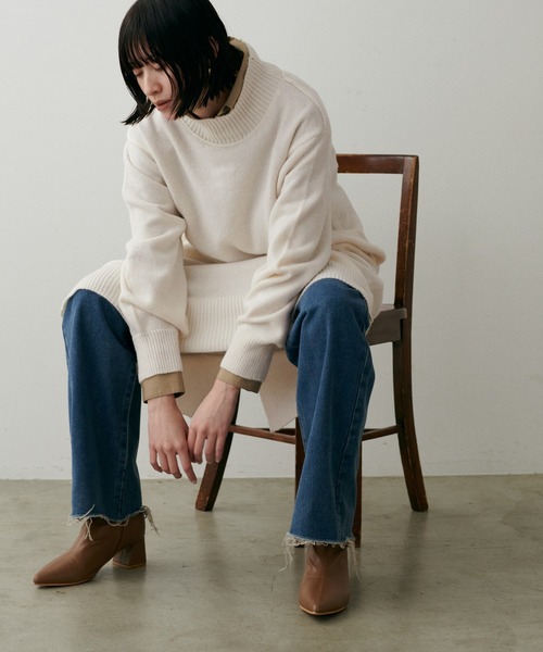 「LARUTA」 ニットワンピース FREE モカ レディース_画像4