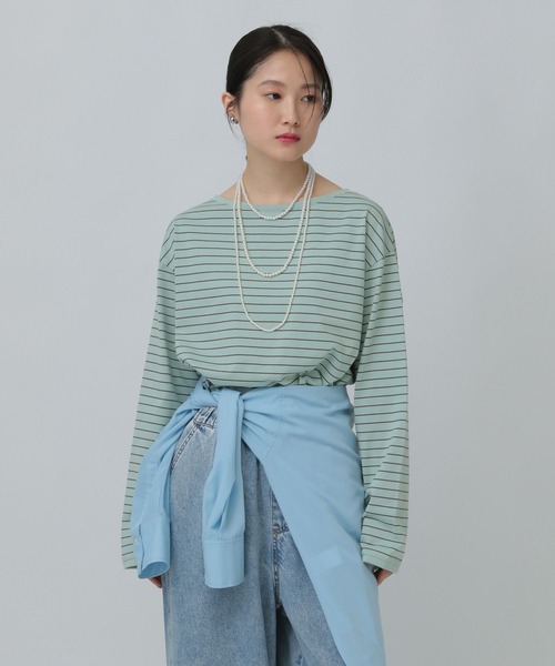 新品タグ付【LEPSIM】 みわたら企画 刺繍ボーダーT LEPSIM（レプシィム） tシャツ 細ピッチボーダーロンT 634629