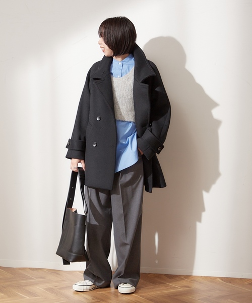 【JOURNAL STANDARD L'ESSAGE 】ブラックウールコート journal standard L'essage（ジャーナルスタンダード レサージュ