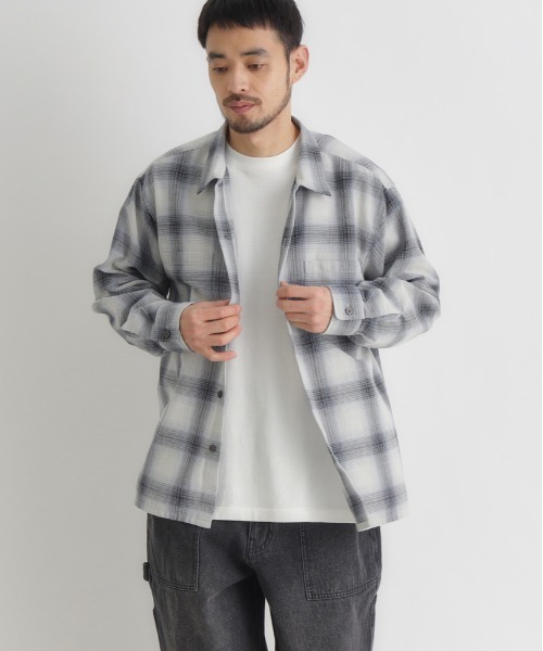 Back Number ボードシャツ オンブレ BACK NUMBER シャツ オンブレチェック 長袖シャツ (ワークシャツ