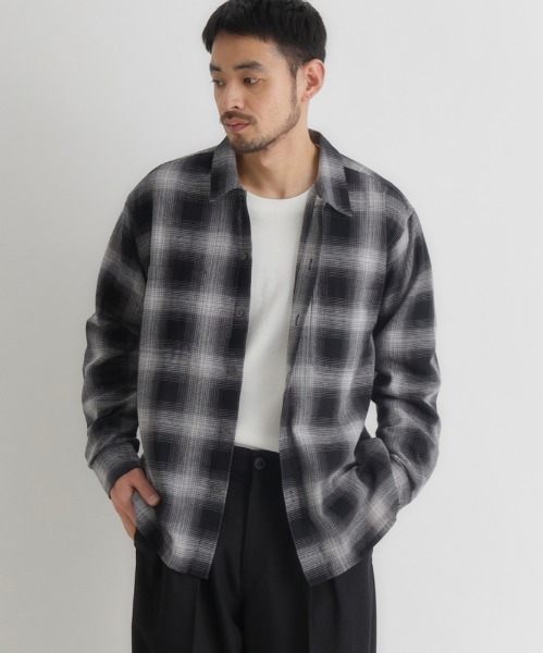 BACK NUMBER シャツ オンブレチェック 長袖シャツ (ワークシャツ