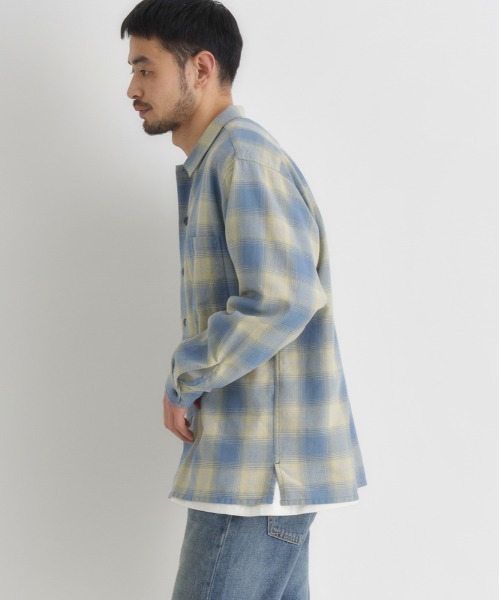 BACK NUMBER シャツ オンブレチェック 長袖シャツ (ワークシャツ
