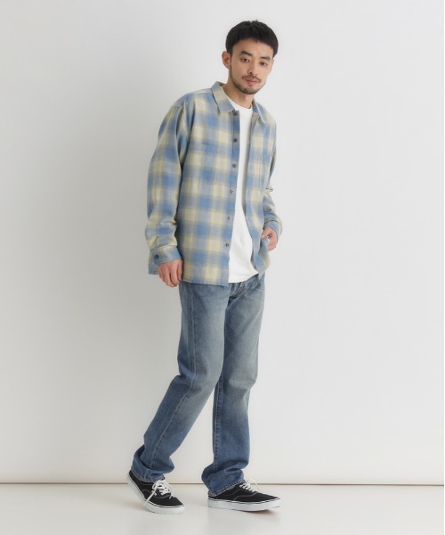 BACK NUMBER シャツ オンブレチェック 長袖シャツ (ワークシャツ