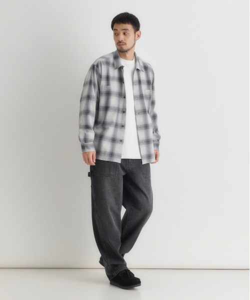 BACK NUMBER シャツ オンブレチェック 長袖シャツ (ワークシャツ