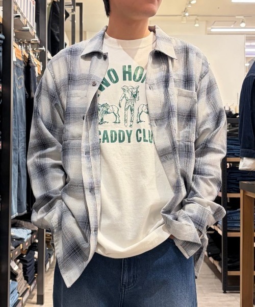 BACK NUMBER シャツ オンブレチェック 長袖シャツ (ワークシャツ