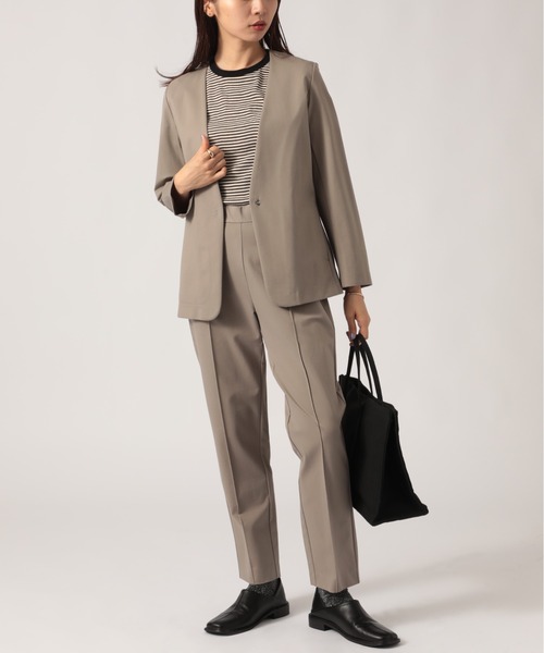 「SETUP7」 「MAISON BREEZE」ノーカラージャケット L グレー レディース_画像4