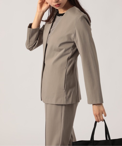 「SETUP7」 「MAISON BREEZE」ノーカラージャケット L グレー レディース_画像7