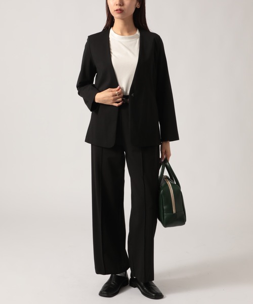 「SETUP7」 「MAISON BREEZE」ノーカラージャケット L グレー レディース_画像8