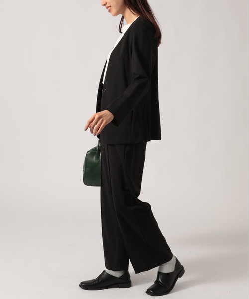 「SETUP7」 「MAISON BREEZE」ノーカラージャケット L グレー レディース_画像9