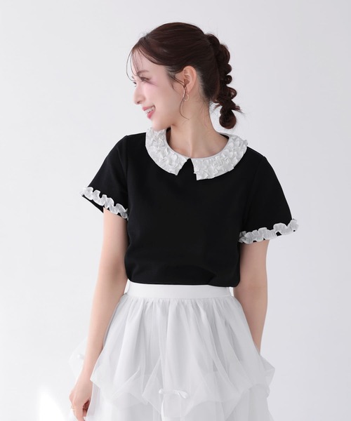 Fit more（フィットモア） tシャツ フリルカラーカットソートップス 