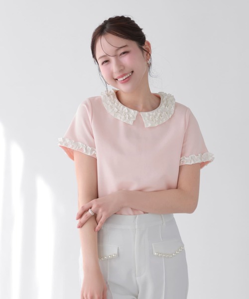Fit more（フィットモア） tシャツ フリルカラーカットソートップス
