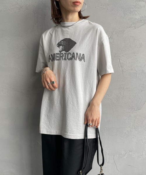 「AMERICANA」 半袖Tシャツ「jeansfactoryコラボ」 F ライトグレー レディース_画像2