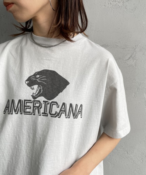 「AMERICANA」 半袖Tシャツ「jeansfactoryコラボ」 F ライトグレー レディース_画像5