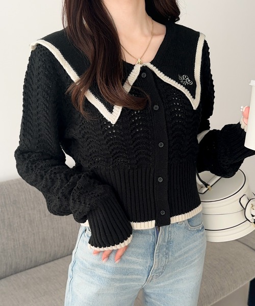 「mily bilet」 ニットカーディガン SMALL ブラック レディース_画像7