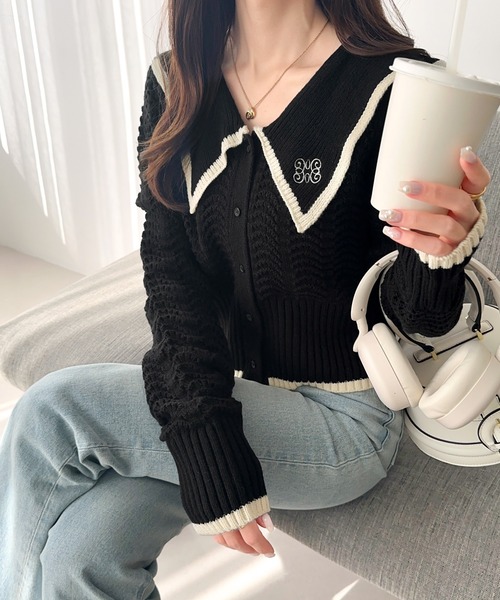 「mily bilet」 ニットカーディガン SMALL ブラック レディース_画像9