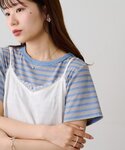 tシャツ 半袖 マルチボーダー5分袖 レディースの詳細画像3
