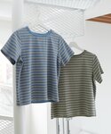 tシャツ 半袖 マルチボーダー5分袖 レディースの詳細画像1