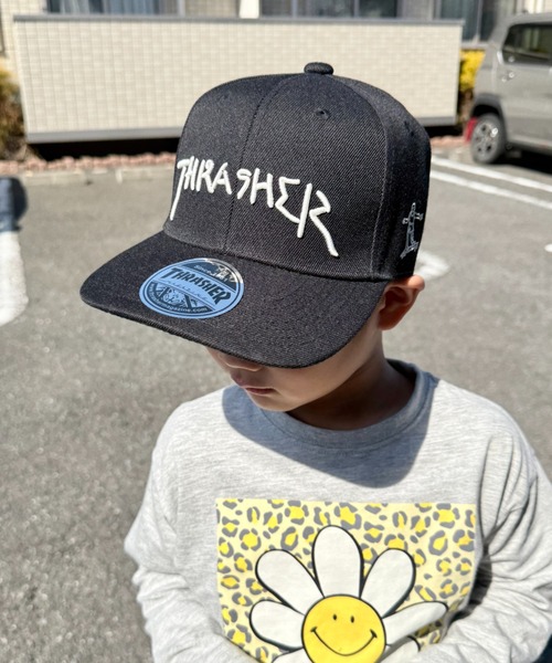 80s thrasher キャップ スナップバック レアカラー THRASHER（スラッシャー） キャップ 帽子 ロゴ刺繍 キッズ スナップ