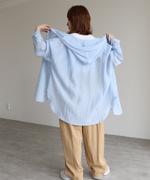 ブラウス シャツ フード付きシアービッグシャツ レディース : ZOZOTOWN