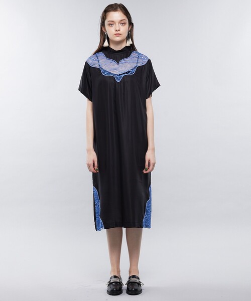 「TOGA PULLA」 半袖ワンピース 36 ネイビー レディース_画像4