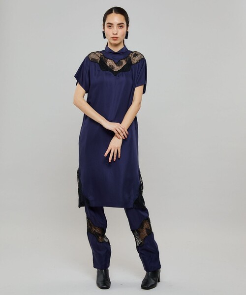 「TOGA PULLA」 半袖ワンピース 36 ネイビー レディース_画像6