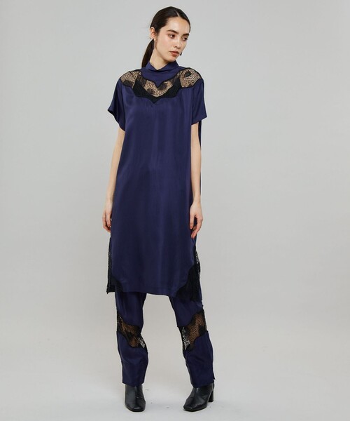 「TOGA PULLA」 半袖ワンピース 36 ネイビー レディース_画像7