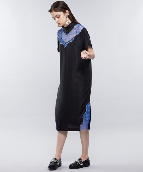 「TOGA PULLA」 半袖ワンピース 36 ネイビー レディース_画像8