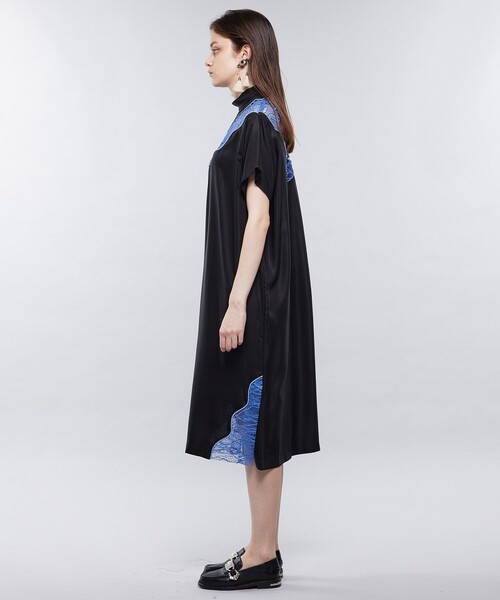 「TOGA PULLA」 半袖ワンピース 36 ネイビー レディース_画像9