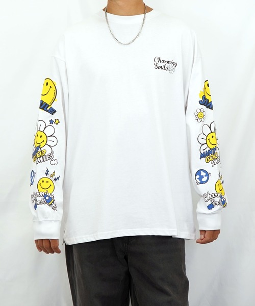 「SMILEY FACE」 長袖Tシャツ M ホワイト系その他5 メンズ_画像2