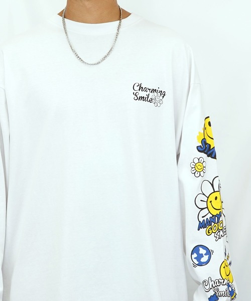 「SMILEY FACE」 長袖Tシャツ M ホワイト系その他5 メンズ_画像3