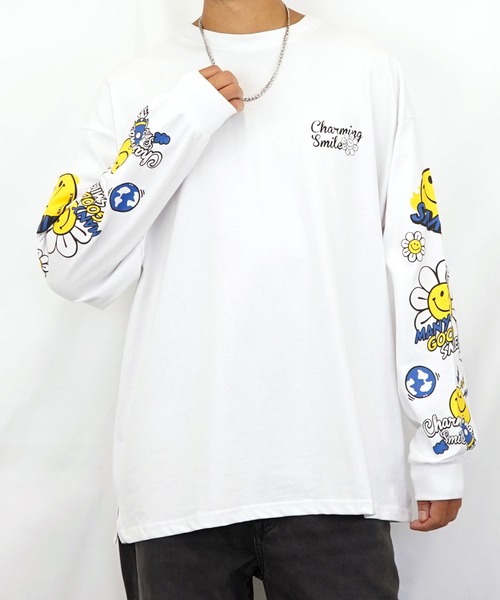 「SMILEY FACE」 長袖Tシャツ M ホワイト系その他5 メンズ_画像4