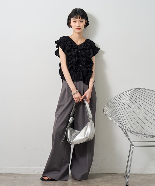 NOGLE ブラウス シャツ 「NOGLE/ノグル」2wayフリルギャザーブラウス