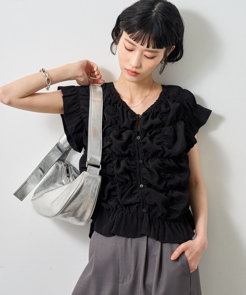 NOGLE ブラウス シャツ 「NOGLE/ノグル」2wayフリルギャザーブラウス