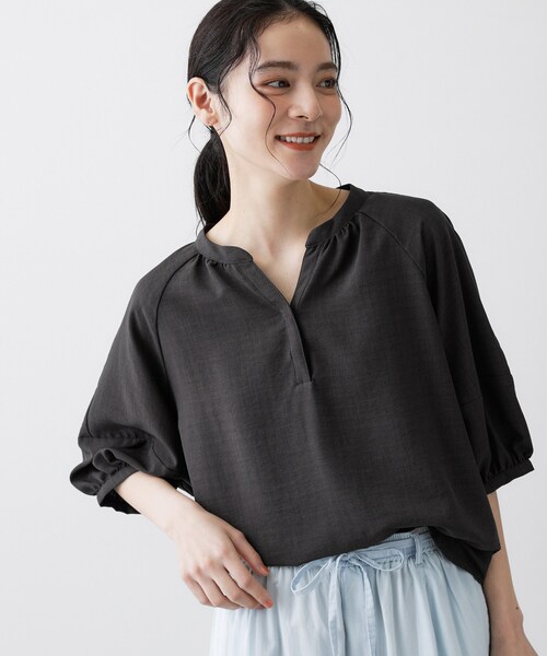 ブラウス シャツ 「洗える」スキッパーライトブラウス レディースの画像