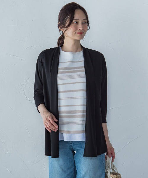uvカット tシャツ 「WEB限定」ひやさらシワレス着流しカーディガン レディースの画像