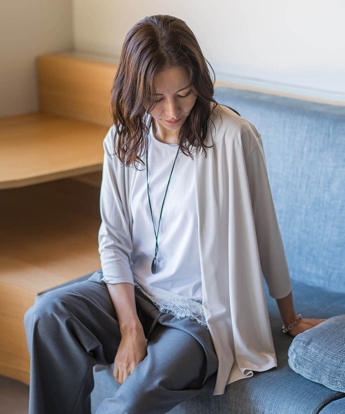 uvカット tシャツ 「WEB限定」ひやさらシワレス着流しカーディガン レディースの画像