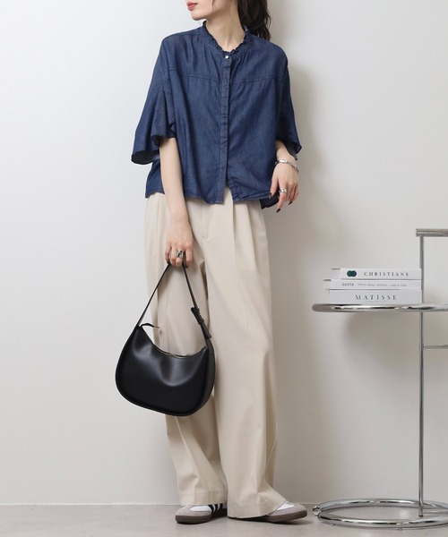 「EGLANTINE」 半袖ブラウス 40 ネイビー レディース_画像3