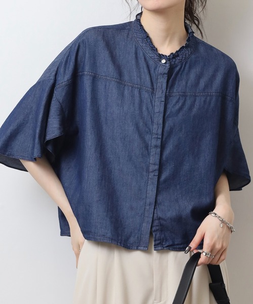 「EGLANTINE」 半袖ブラウス 40 ネイビー レディース_画像5