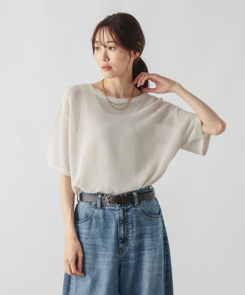 GLOBAL WORK（グローバルワーク） tシャツ 洗えるメッシュラメ半袖