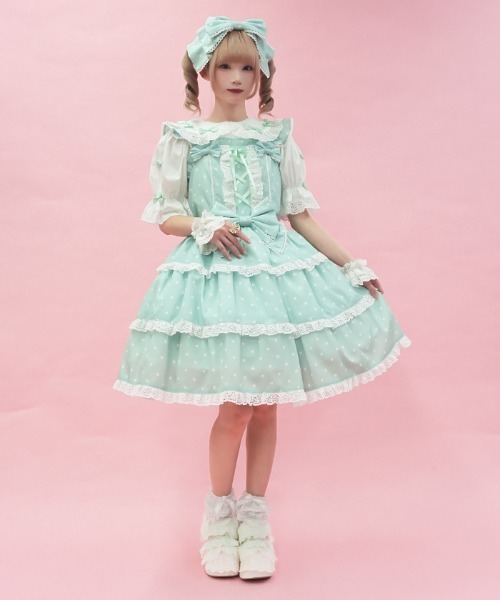 ☆週末限定価格☆シャルミエール Fancy Dolls JSKミントカラー Chalmiere（シャルミエール） ワンピース スウィートドットジャンスカ