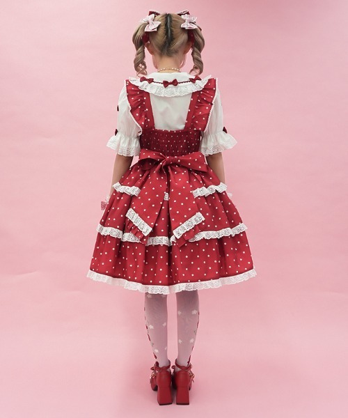 【本日限定価格】シャルミエール ボンボンショコラワンピース ピンク Chalmiere（シャルミエール） ワンピース スウィートドットジャンスカ
