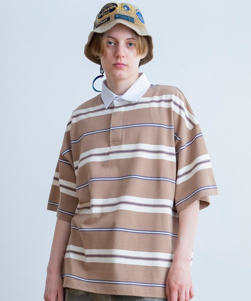 ポロシャツ Universal Style Wear クラシック ボーダー ラガーシャツ 
