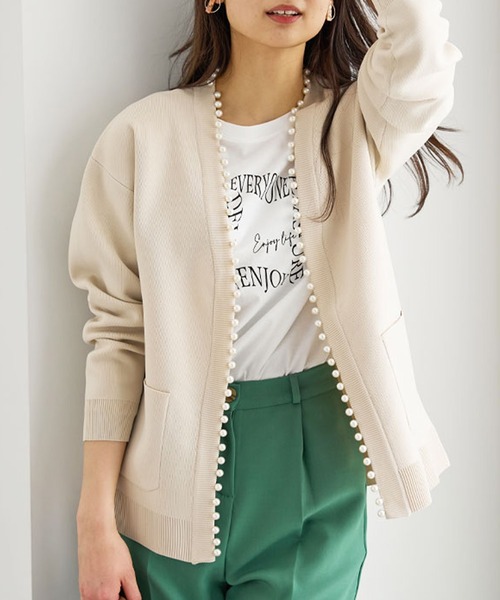 【美品✨】ルネ　カーディガン　パール　現行　38 ルネ カーディガン パールボタン 袖レース 半袖 38 | LINE