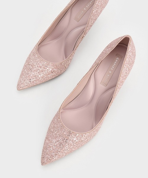 CHARLES & KEITH エミー　グリッターポインテッドトゥハイヒール CHARLES ＆ KEITH パンプス Emmy エミー グリッターポインデッド