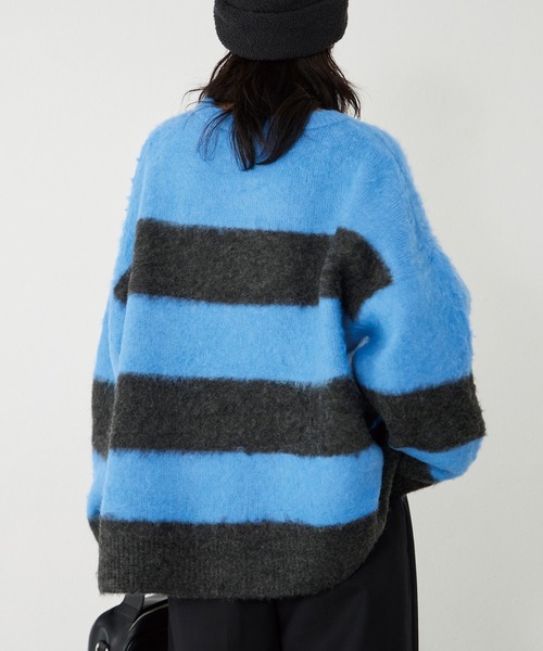ニット セーター 「洗える」ワイドボーダープルオーバー レディース