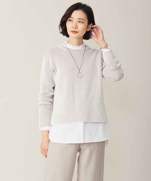 ニット セーター 「WEB限定カラーあり・洗える」CLEAR COTTON BLEND サイドスリット ニット レディース